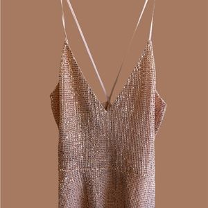 Express RoseGold Pink Sequin Peplum Cami Sz large Holiday ✨New Year’s